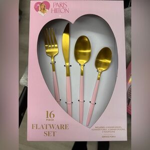 Paris Hilton Gold and Pink Flatware Set